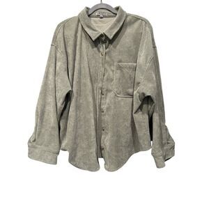 Wishlist Apparel Shacket Women M/L Sage Green Corduroy Oversized Shirt Preppy